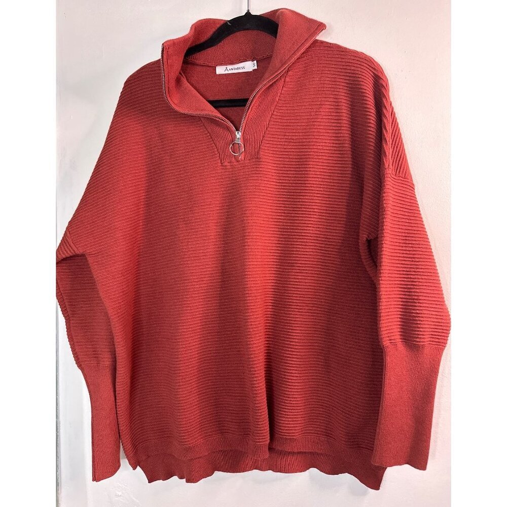 ANRABESS Women’s Oversized Sweater M Orange Fall Chunky Cottagecore Pullover